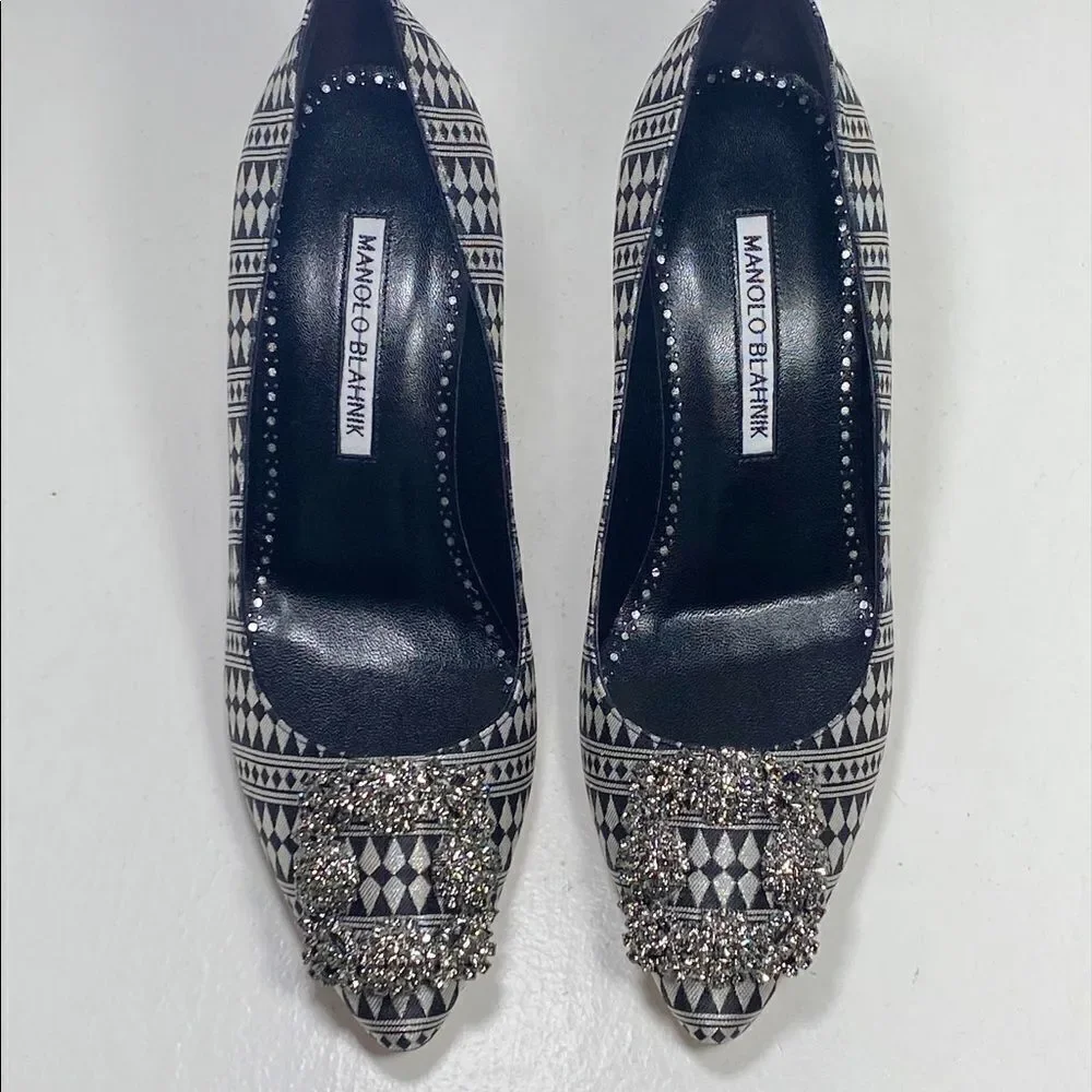 Manolo Blahnik Hangisi 70 Embellished Print Pumps